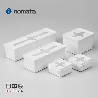 inomata日本进口带盖十字收纳盒一次性手套厨房储物盒塑料整理盒（方款小号2个装(单个尺寸长8.7*宽8.7*高4.5cm)）