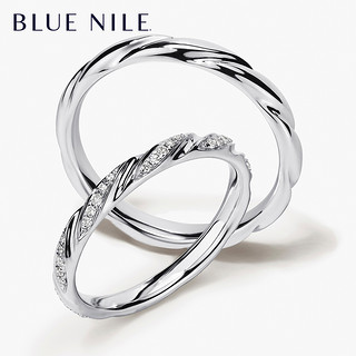 Blue Nile涡状戒指14K白金婚戒铂金镶钻男女情侣结婚对戒轻奢简约（涡状镶钻女士戒指14K玫瑰金（下单备注港码xx号，最大HK17））