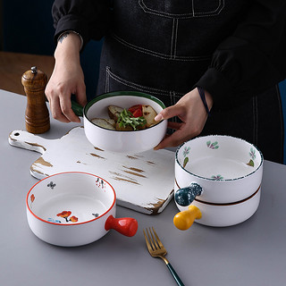 烤箱专用碗家用爱心创意网红菜盘北欧日式陶瓷餐具微波炉焗饭烤盘（5.8英寸-幸运草烤碗（2个装））