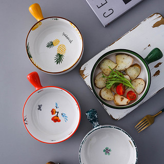 烤箱专用碗家用爱心创意网红菜盘北欧日式陶瓷餐具微波炉焗饭烤盘（5.8英寸-菠萝烤碗（2个装））