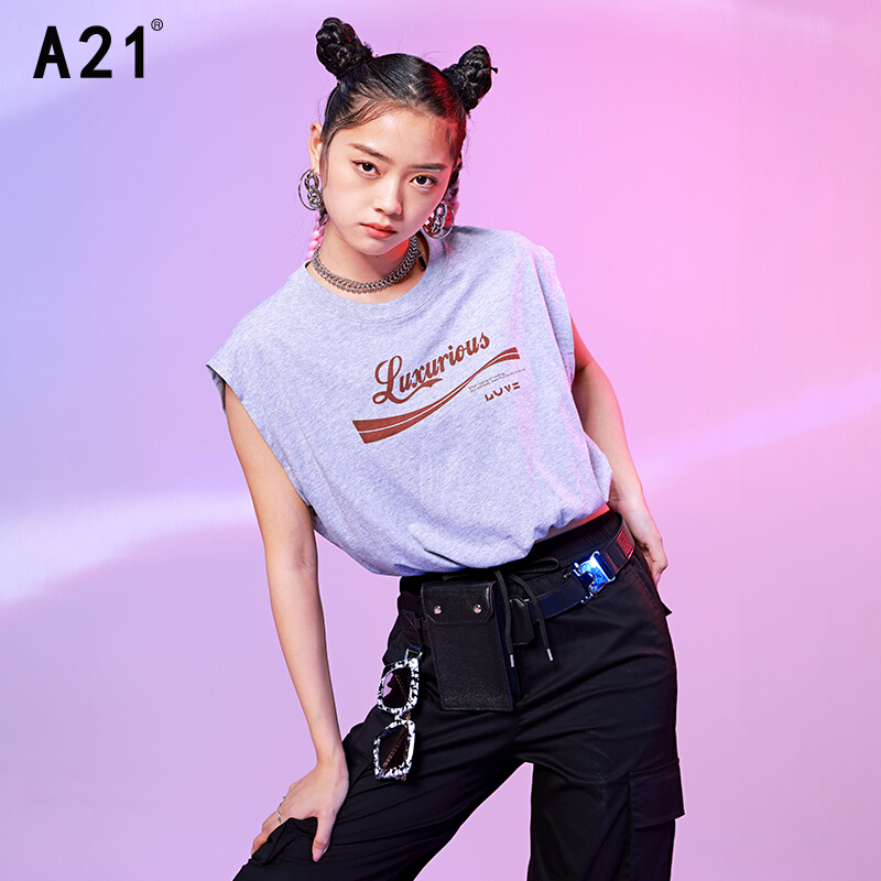 A21 R412231075 女士无袖T恤 白色 XS