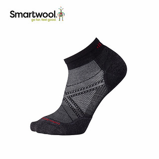Smartwool PhD 跑步轻量低筒袜 透气运动袜 美利奴羊毛袜W243（L（适合脚码42-45）、石墨灰）