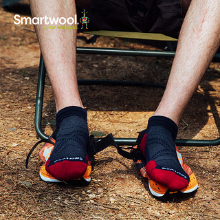 Smartwool PhD 跑步轻量低筒袜 透气运动袜 美利奴羊毛袜W243（L（适合脚码42-45）、黑色）