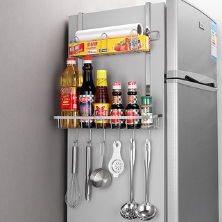 304不锈钢冰箱置物架侧挂架收纳架家用厨房调料架侧面壁挂式 神器（黑色冰箱架 （AC））