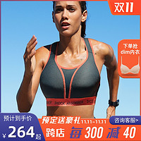 运动内衣女SHOCKABSORBER跑步高强度防震大码文胸大胸显小瑜伽BRA（灰色霓虹2020年新花色、70D）
