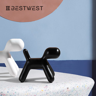 BEST WEST 斑点狗创意摆件设计师客厅抽象装饰品卧室儿童房小摆设（斑点狗-小号（黑底白点））