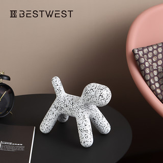 BEST WEST 斑点狗创意摆件设计师客厅抽象装饰品卧室儿童房小摆设（斑点狗-大号（黑底白点））