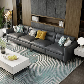 森趣美式真皮沙发小户型客厅小沙发皮艺单人沙发双人三人组合家具（组合、棕色—超纤皮）