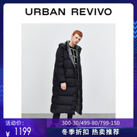 UR2020冬季新品男装宽松连帽长袖绗缝厚羽绒服外套MV48S1KN2001(M、正黑)