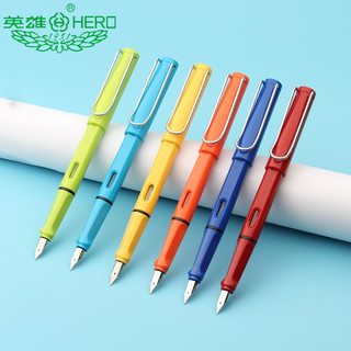 HERO/英雄359钢笔学生专用三年级正姿练字特细笔成人儿童男女孩硬笔书法可替换墨囊旗舰0.38生日礼物礼品笔（F-0.5mm、官方标配、明尖、黑色+送墨水/墨囊/笔尖）
