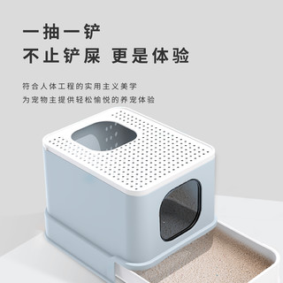 猫砂盆全封闭抽屉顶入式防溅除臭防臭大号超大猫沙猫厕所猫咪用品（小号-绅士灰送猫砂铲）