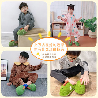 儿童拖鞋秋冬男童小孩家居宝宝中大童室内家用软底地板棉拖鞋女童（内长18cm、橙色可爱鲨鱼棉鞋）