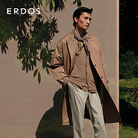 ERDOS 21早春新品两用领型宽松版中长款男风衣外套（160/84A/XS、卡其色）