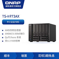 QNAP威联通TS-h973AX-8G四核心 9-bay 混合式NAS，支持高速 U.2 NVMe SSD 与 10GbE/2.5GbE，效能兼具大容量（TS-H973AX(8G)+希捷酷狼(8T*5)）