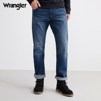 Wrangler威格ICONs系列2020秋冬修身中腰直筒牛仔裤W21371E60M78(31/32、中蓝色洗水)