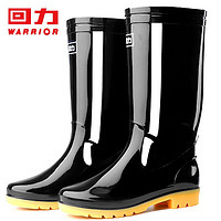 WARRIOR 回力 雨鞋男士款时尚雨靴户外防水防滑耐磨HL807中筒黑色42码