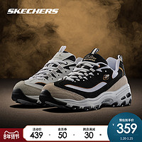 Skechers斯凯奇男女春季经典复古情侣休闲鞋老爹鞋（39.5、黑色/金色/BKGD（女款））