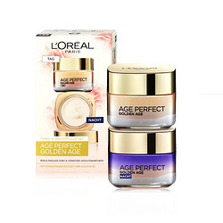 L'OREAL PARIS 巴黎欧莱雅 欧莱雅（L'OREAL）金致臻颜系列面霜零点霜补水保湿润肤霜 玫瑰日霜50ml+晚霜50ml套装