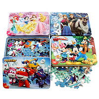 古部迪士尼男女孩儿童拼图铁盒冰雪奇缘60/100/200片木质益智玩具（60片+60片+60片（3岁+））