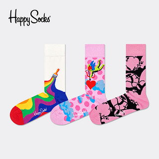 HappySocks瑞典潮牌 新年红情侣中筒袜本命年袜子ins潮牛年红袜子（41-46、3D矩形袜）