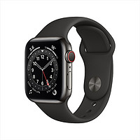 Apple 苹果 Watch Series 6 智能手表 40mm GPS+蜂窝款版 石墨色不锈钢表壳 黑色运动型表带（GPS、心率、血氧)