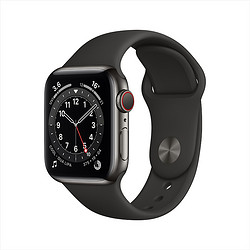 Apple 苹果 Watch Series 6 智能40mm GPS+蜂窝款版 石墨色不锈钢表壳 黑色运动型表带（GPS、心率、血氧)