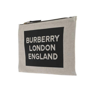 BURBERRY 博柏利 女士棉布手拿包 8008544 米色黑色 中号