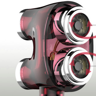速钛 1206 入耳式动圈降噪有线耳机 透明红 双3.5mm