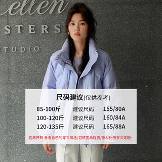 冰洁 BENGEN亮面紫色羽绒服女短款2020年新款冬廓形免洗抽绳轻薄女士外套（165、黑色）