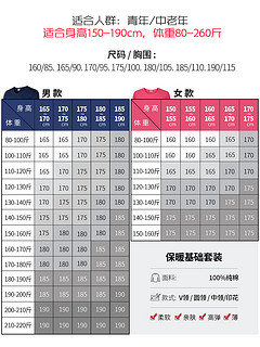 恒源祥纯棉秋衣男士圆领棉毛衫青年薄款保暖内衣套装冬季（L=170/95、印花圆领-藏青A）