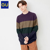 GU极优男装柔软羊仔毛混纺拼色针织衫男冬季羊毛衫毛衣男328358（175/100A/L、80 指定色）