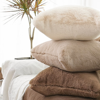皮草沙发垫加厚毛毛高档沙发套罩全包万能套冬季轻奢毛绒防滑坐垫（北极兔毛-米白、45*45cm）
