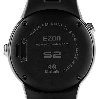 Ezon 宜准 S2A01 智能手表 48mm 黑色 橡胶黑色表带（计步器、来电提醒）