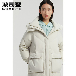 波司登羽绒服2020新款女中长款抽绳时尚保暖B00145972（160/84A、蒙灰蓝5325）