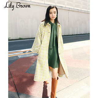 Lily Brown2020秋冬新品 少女灯笼袖系带针织连衣裙LWNO205002（F、绿色）
