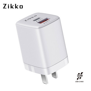 zikko即刻20W充电头PD快充1A1C双口18W充电套装适用于全系列苹果手机iphoneX/11/12 PRO IPAD充电器MFi认证（20W充电头）