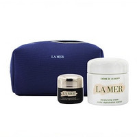 LA MER 海蓝之谜 精致护肤套装(精华面霜100ml+眼霜15ml+化妆包)