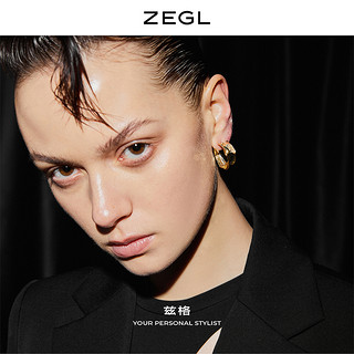 ZEGL金属褶皱耳环简约耳圈女气质耳钉2021年新款潮925银针耳饰品（时尚百搭）