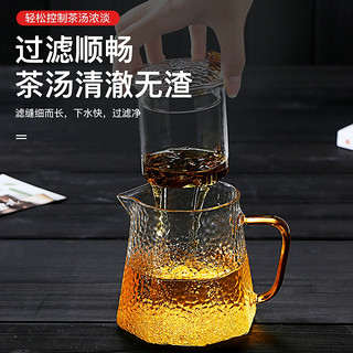 玻璃茶壶过滤泡茶壶家用耐高温加厚锤纹花茶电陶炉煮茶器茶具套装（500ml菱形壶+4锤纹杯（4色））