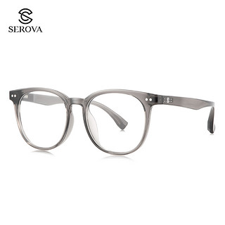 施洛华2021年张若昀新款大框眼镜男防蓝光眼镜女SF1028（镜框+1.60变灰色镜片（建议0-800度））