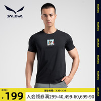 salewa沙乐华棉短袖男士2021夏季新款运动休闲跑步透气圆领T恤(3XL、黑色)