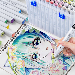 正品STA斯塔6801双头彩色油性马克笔学生用手绘服装设计美术绘画动漫专用画笔彩色笔专业马克笔套装60 80色（学生30色）