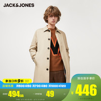 JackJones杰克琼斯休闲纯色风衣中长款春潮流外套男装春220121516(190/108A/XXL、C09卡其色)