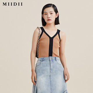 MIIDII/谜底21夏新品修身V领背心针织衫女单穿内搭打底212MZ1228（L、棕绿）