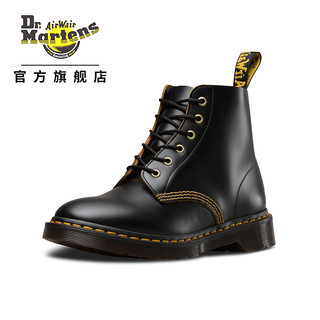 Dr.MartensDrmartens马汀博士官方旗舰店黑色光面皮6孔马丁靴复古短靴靴子（42、黑色）