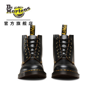 Dr.MartensDrmartens马汀博士官方旗舰店黑色光面皮6孔马丁靴复古短靴靴子（42、黑色）