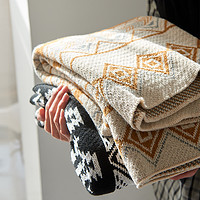北欧ins风针织小毛毯子空调被子夏季午睡沙发毯波西米亚单人盖毯（120x150cm、胶片黑）