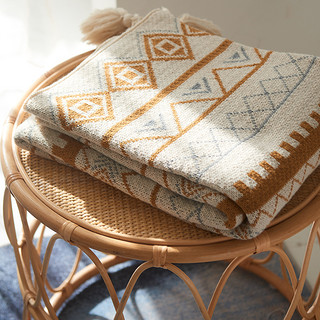 北欧ins风针织小毛毯子空调被子夏季午睡沙发毯波西米亚单人盖毯（120x150cm、波西米亚）