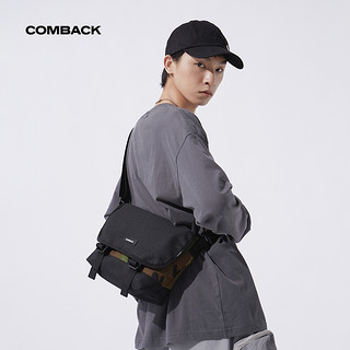 COMBACK经典款 原创设计男士包包单肩邮差包时尚运动斜挎包男潮牌（PU皮革款（大号））