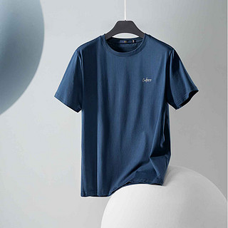 HLA/海澜之家纯色短袖T恤2021夏季新品字母点缀新疆棉男士体恤衫（185/100A/XXL、黑色P1）